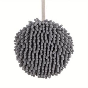 Luxurious Bath Shower Chenille Poof in Gray